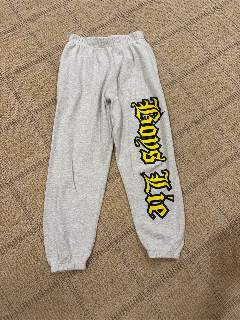 Boys Lie Gray Sweatpants with Yellow Gothic Side Logo
